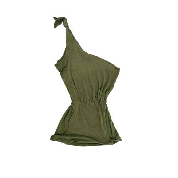 Free People Tops - Free People Shindig Olive Green One Shoulder Tie Tank Top- Size Large